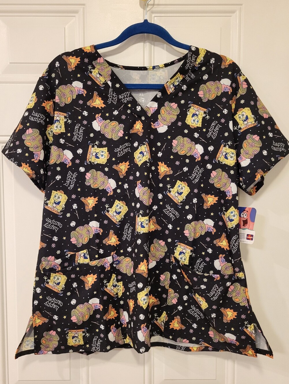 Scrub Club Spongebob Happy Camper Top Size XL, NWT